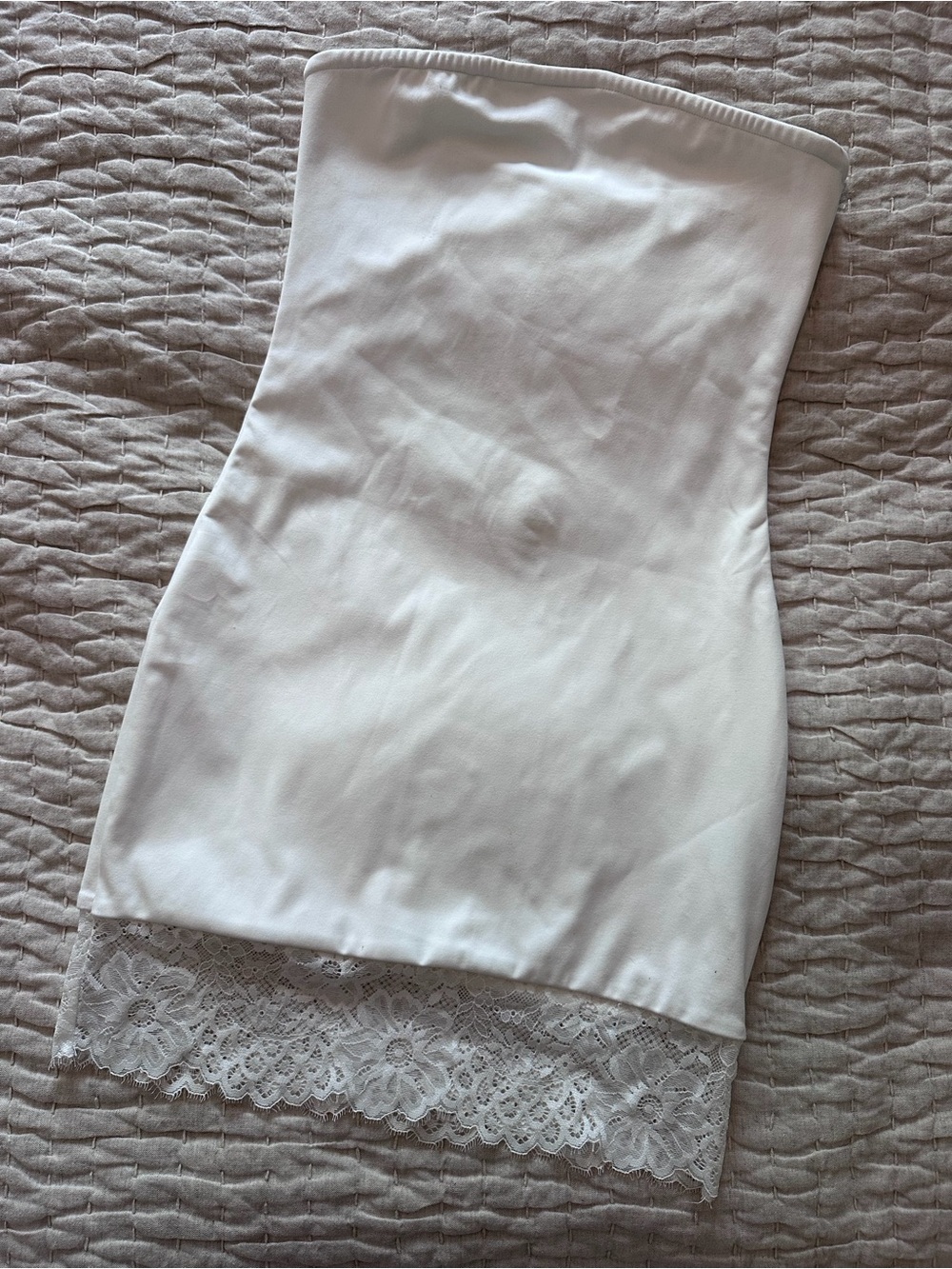 Edikted White Lace Trim Strapless Dress
